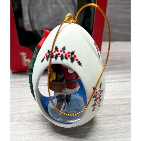 Egg Santa Claus Ice Skating Christmas Tree Ornament with Original Box 1991 - Picture 4 of 9